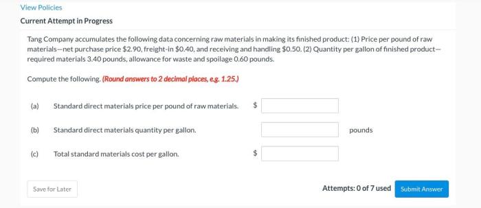 Tang company accumulates the following data