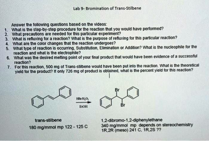 Bromination of stilbene lab report