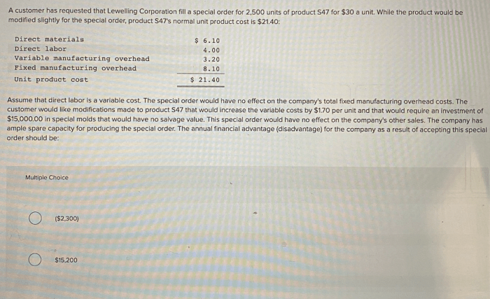 A customer has requested that lewelling corporation