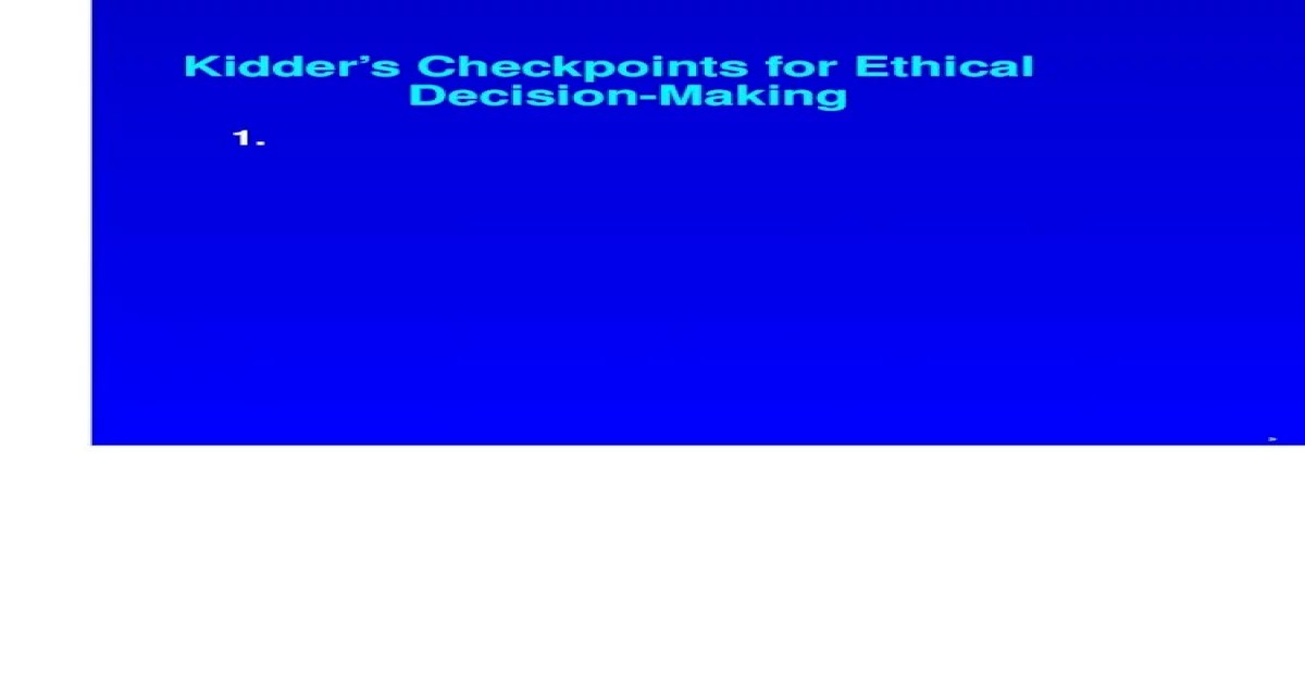 Nine checkpoints for ethical decision-making